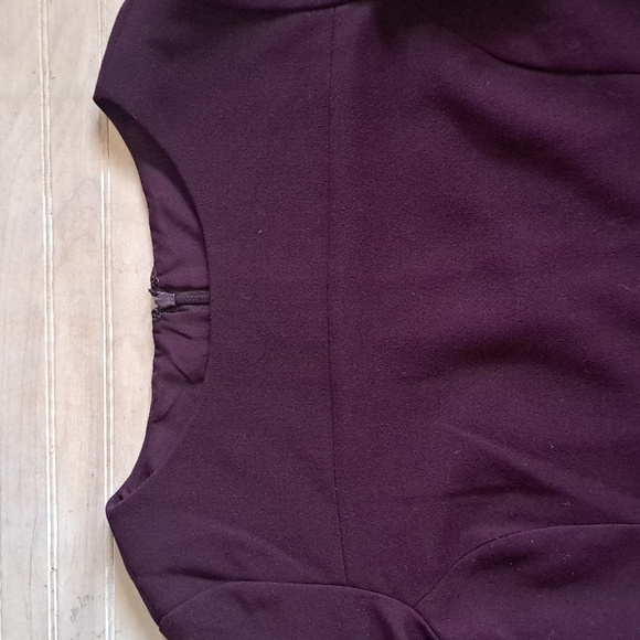 Maroon Tailored A-line Mini Flare Dress 3/4 Sleeve Pockets Unbranded Classy - Picture 5 of 9